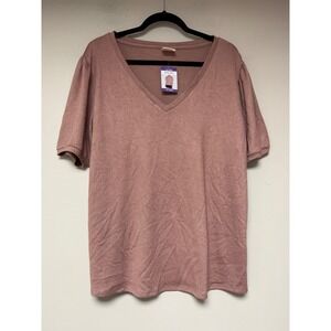 MOD REF Rose Gold Metallic V Neck Short Sleeve T Shirt Top XX Large‎